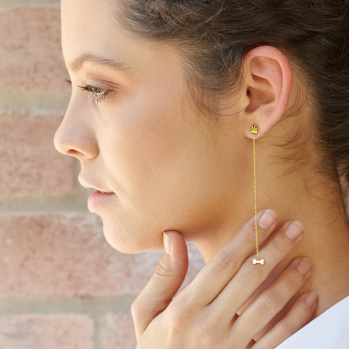 Bone & Paw Threader Earrings